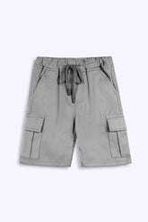 Boy  Gray Cotton  Cargo Shorts(Knee Length)